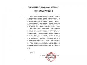 關(guān)于對(duì)假冒我公司防爆振動(dòng)電機(jī)品牌進(jìn)行非法經(jīng)營(yíng)活動(dòng)聲明的公告